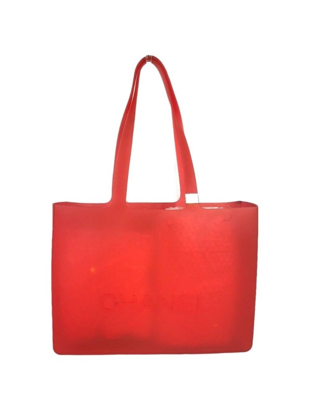 Chanel Shoulder Bag Logo CC Big Vintage Rubber Red
